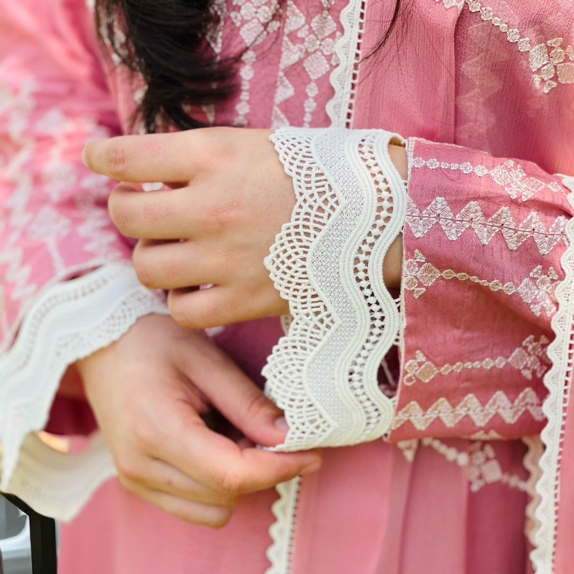 Three Piece Embroidered Textured Lawn Dress With Embroidered Soft Chiffon Dupatta