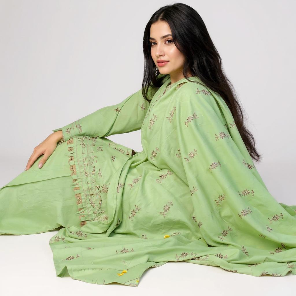 Three Piece Embroidery Unstitched Suit