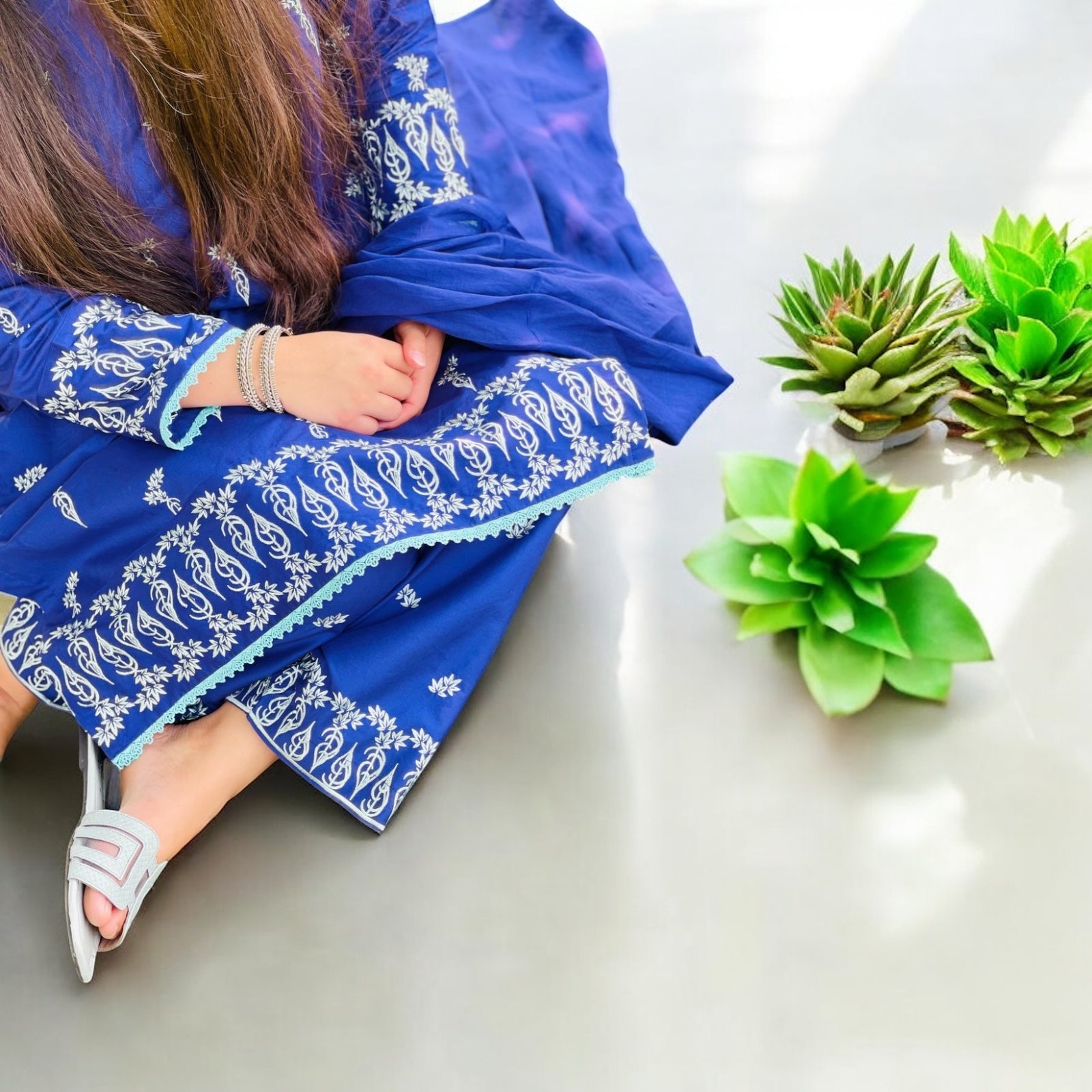 Royal Blue Two-Piece Embroidered Suit
