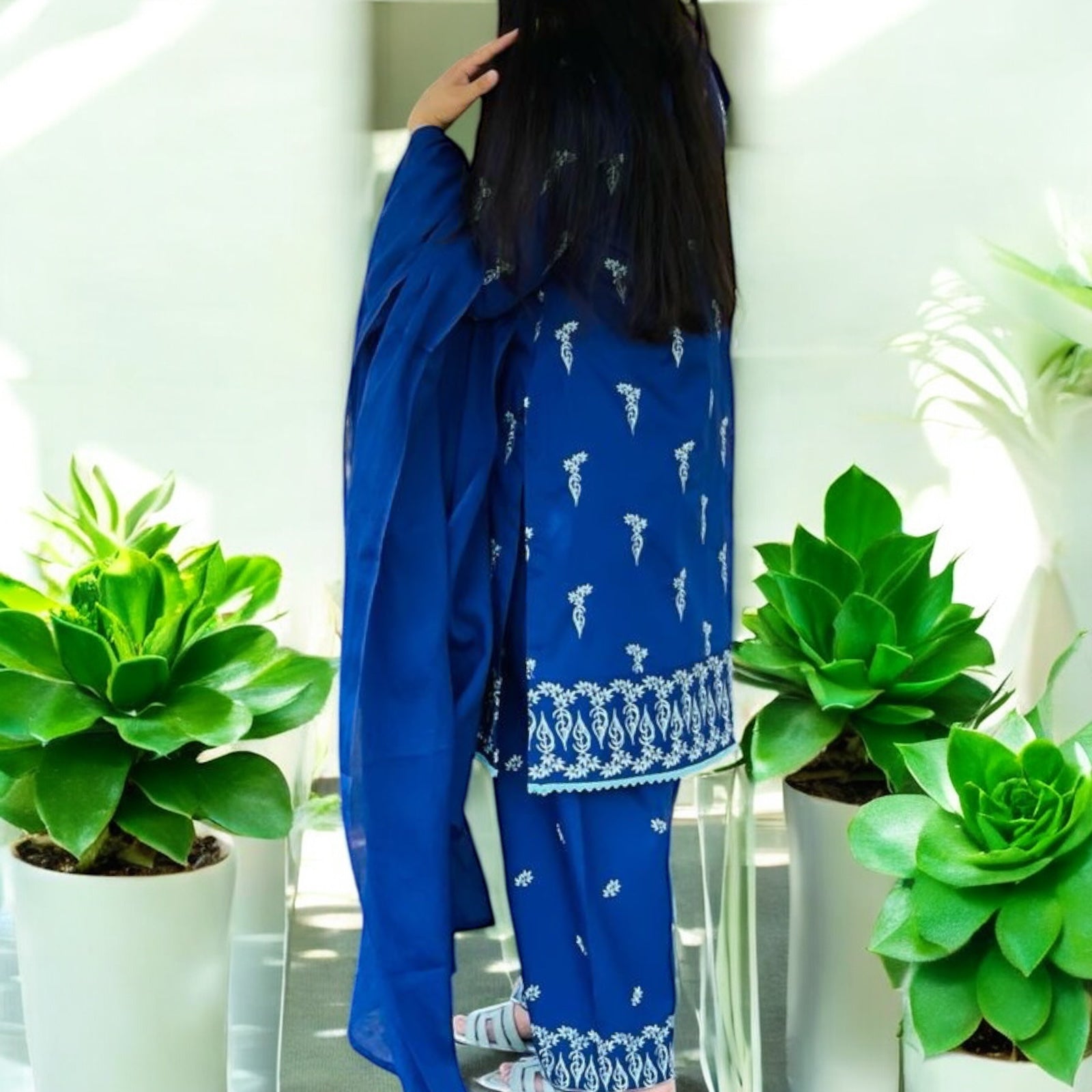 Royal Blue Two-Piece Embroidered Suit